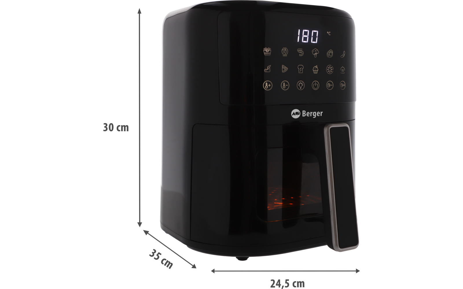 VanFry Airfryer varmluftfrityrkoker 4,5 liter 1400 W med siktvindu