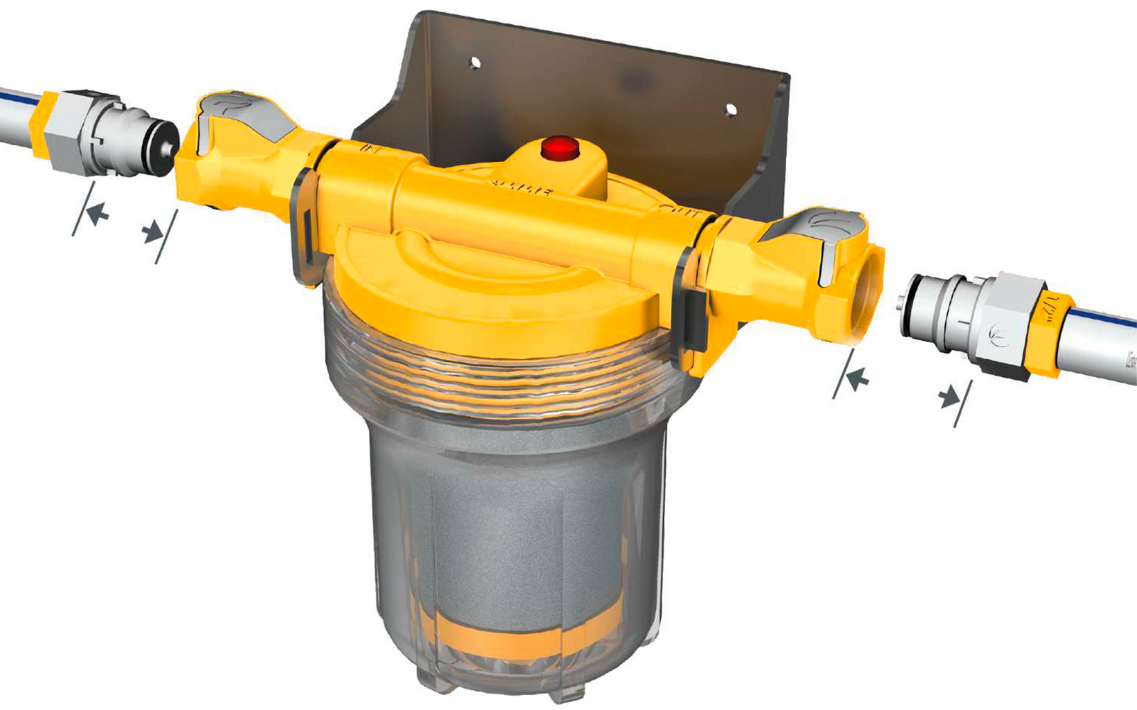 Vannfilter Certec Inline-Kompakt Turbo med høy gjennomstrømning montert i system