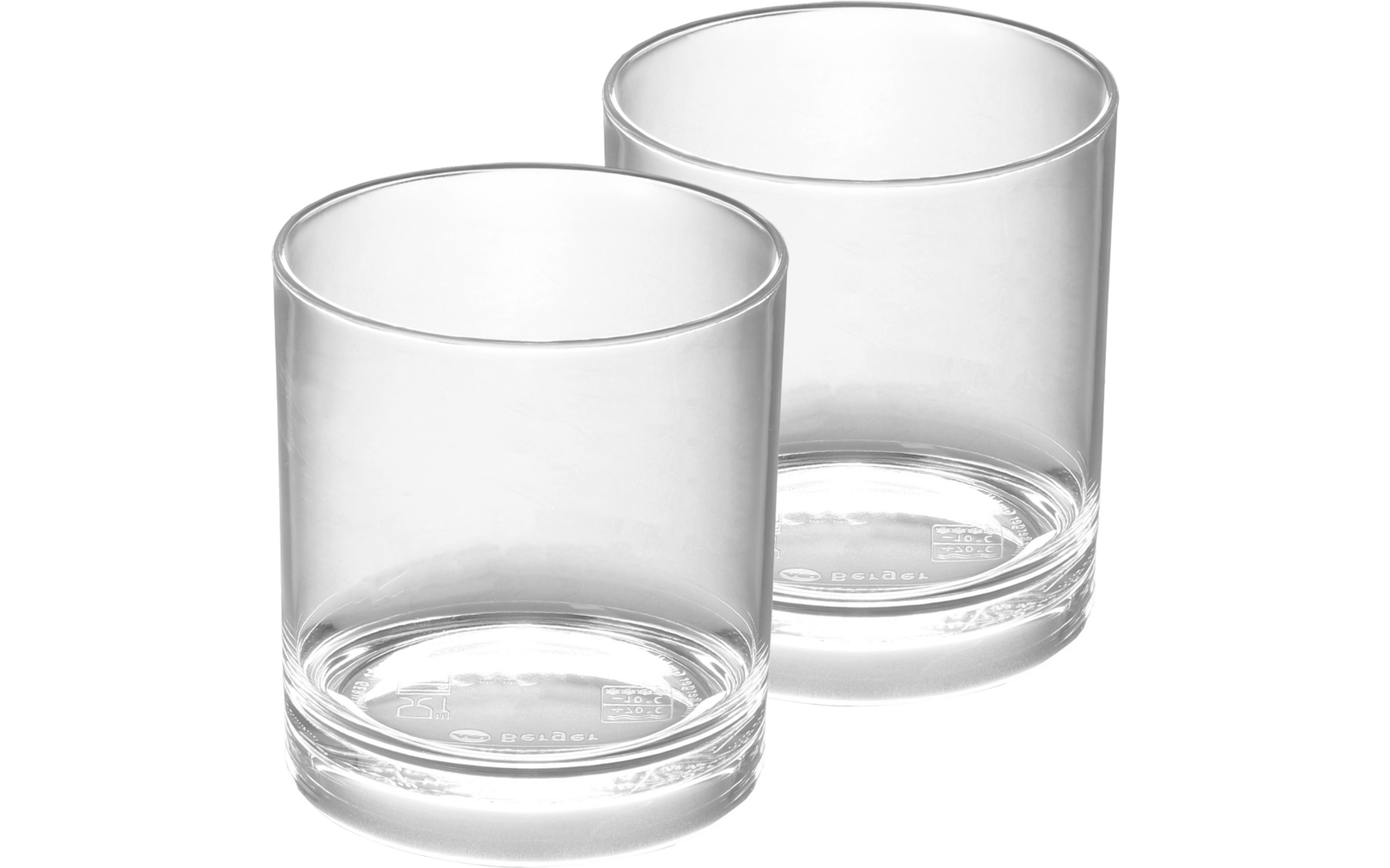 Montert Vannglass i akryl 410 ml bruddsikre 2-pack på campingbord