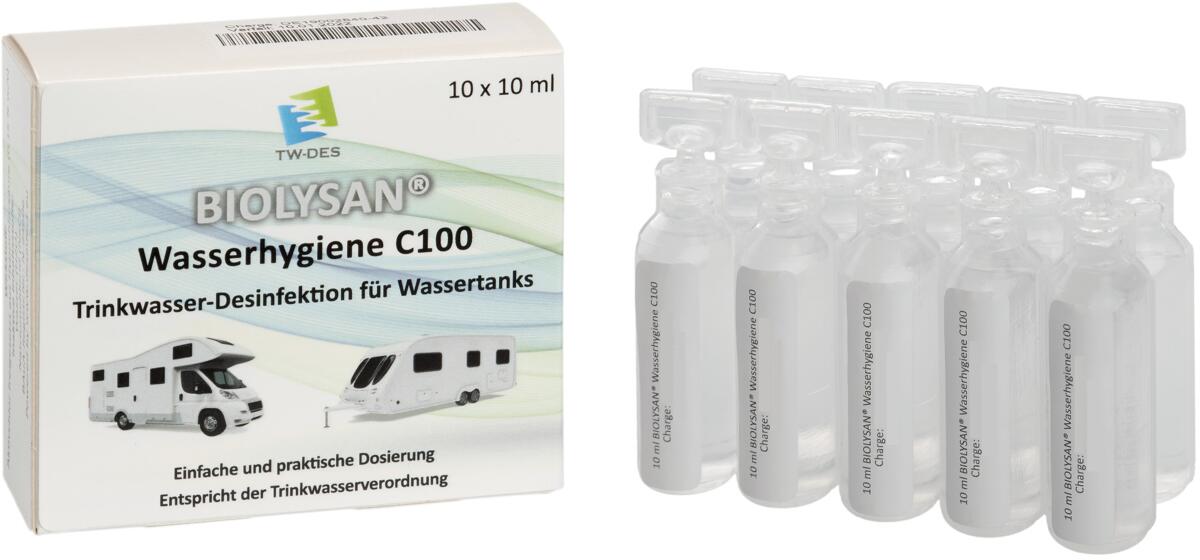 Vannhygiene C100 ampuller 10x10ml for vanntank fra TW-DES