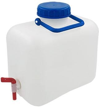 Vannkanne 10L med vidhals DIN 96 og tappekran, transparent - High Peak for campingbruk