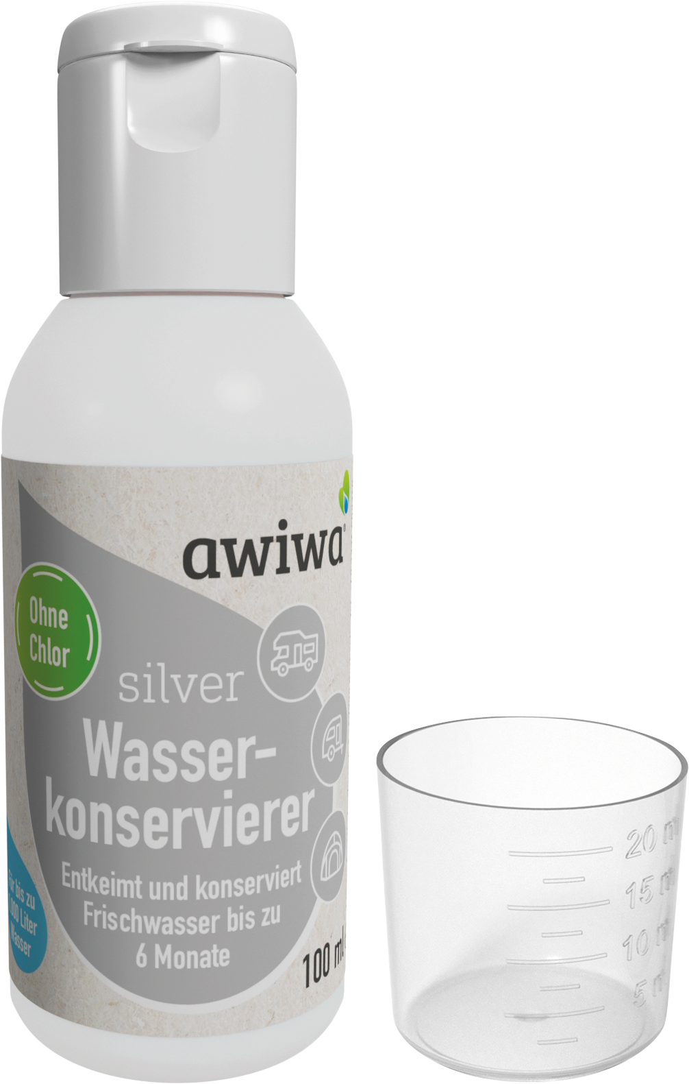 Vannkonservering silver sølvbasert 100 ml for 1000 l flaske fra Awiwa