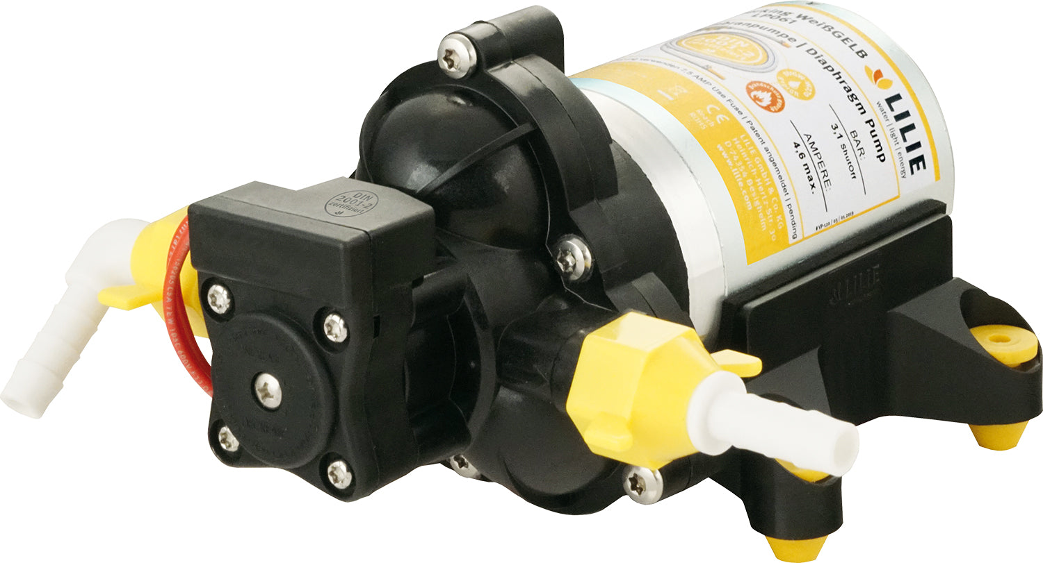 Vannpumpe Whisperking 12V 3,1 bar 10 l/min med filter front