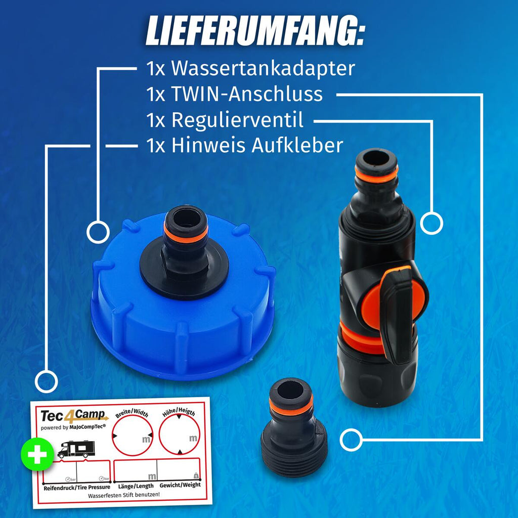 Bruk av Vanntankadapter WATERTWIN for tanklokk IG60 grovgjenge blå i campingvogn