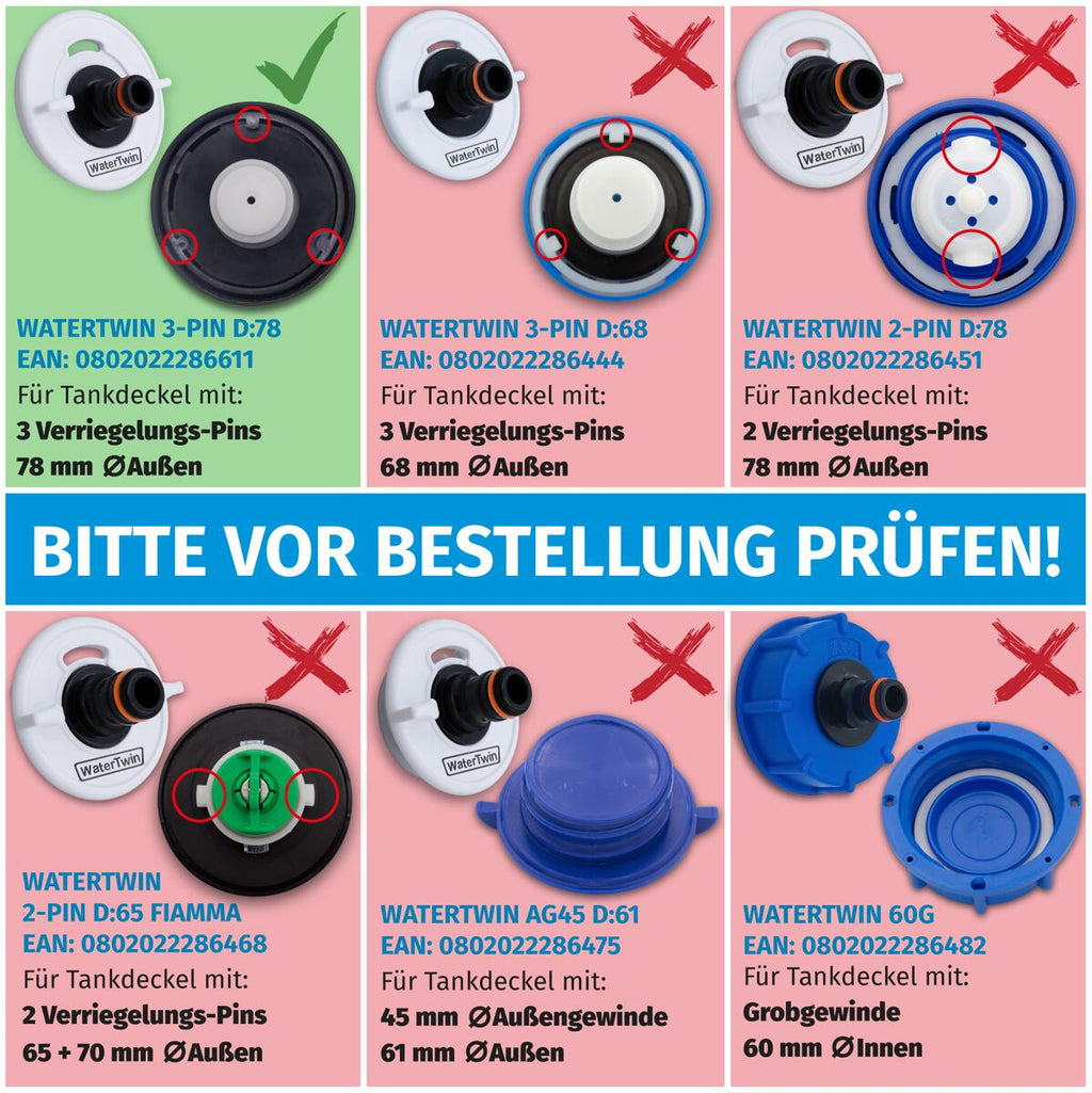 Vanntankadapter WATERTWIN-FLEX med nettpose til oppbevaring
