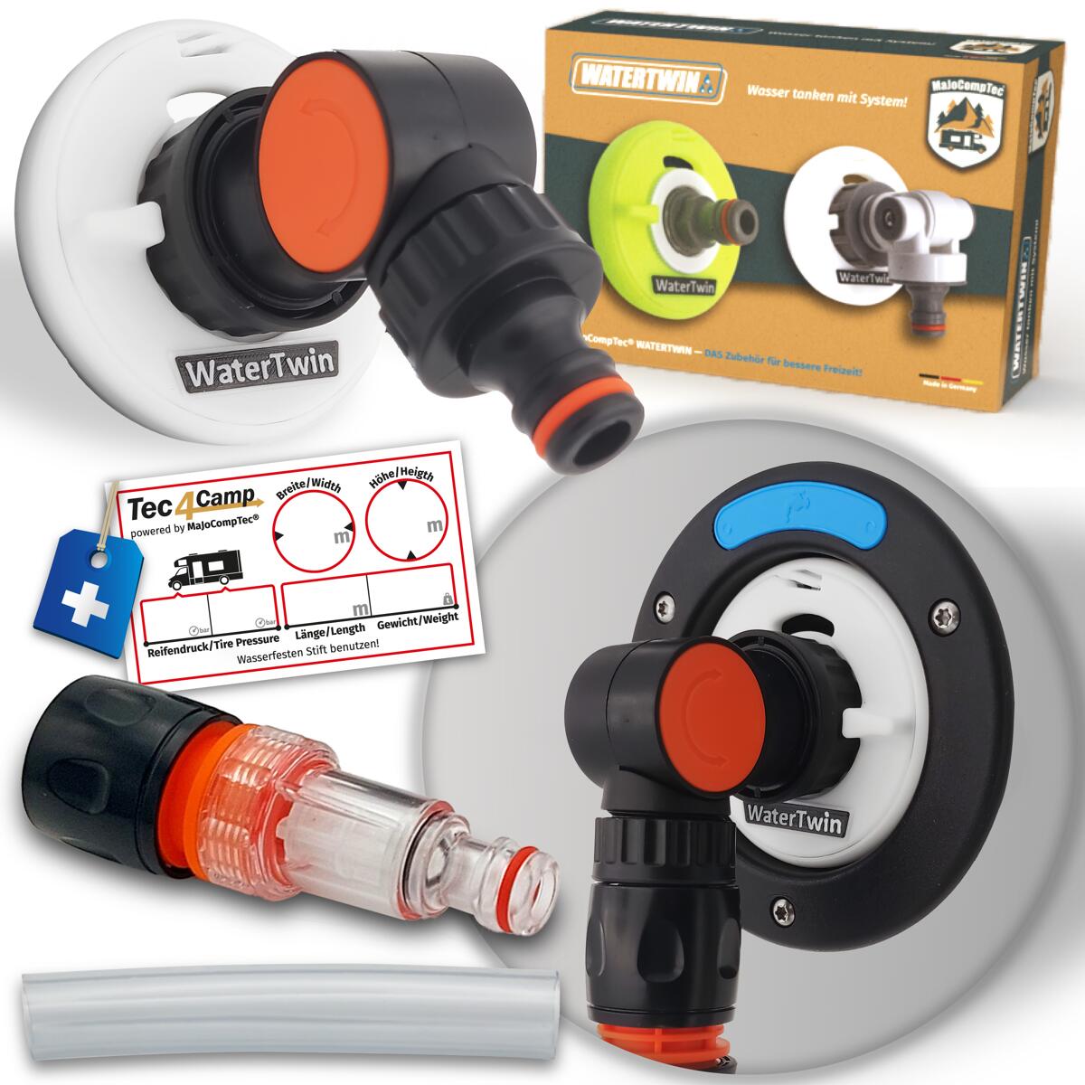 Vanntankadapter WATERTWIN-FLEX bakside med tilkoblinger