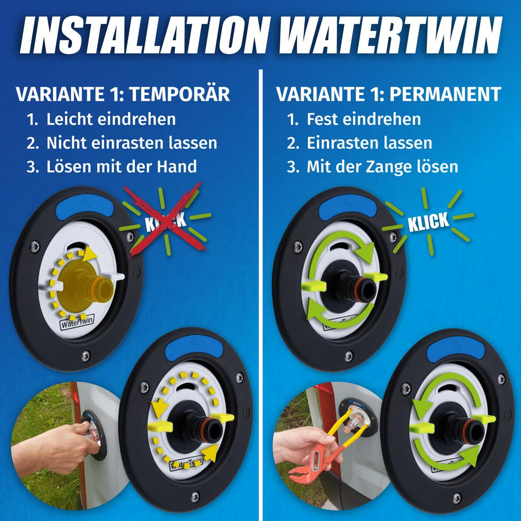 Vanntankadapter WATERTWIN-FLEX filter rengjøres enkelt med vann