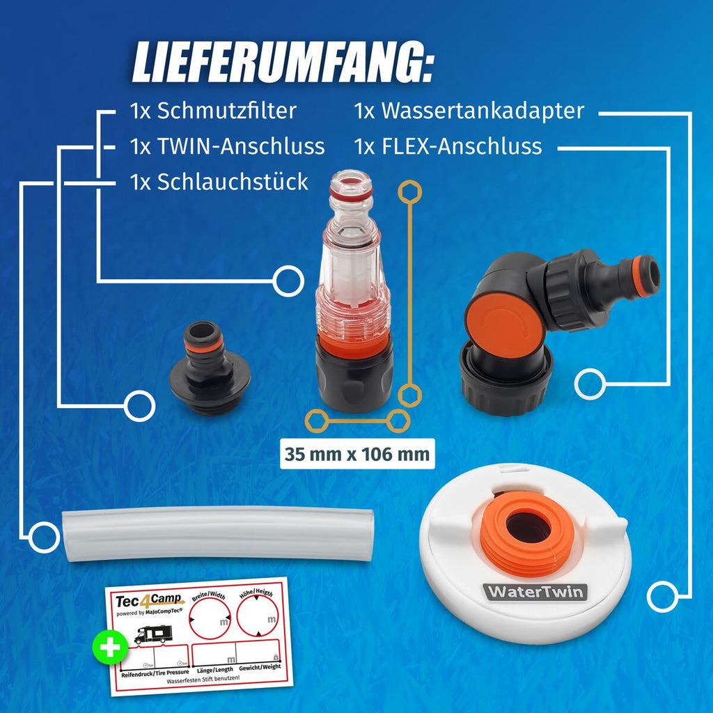 Vanntankadapter WATERTWIN-FLEX hvit farge og kompakt design