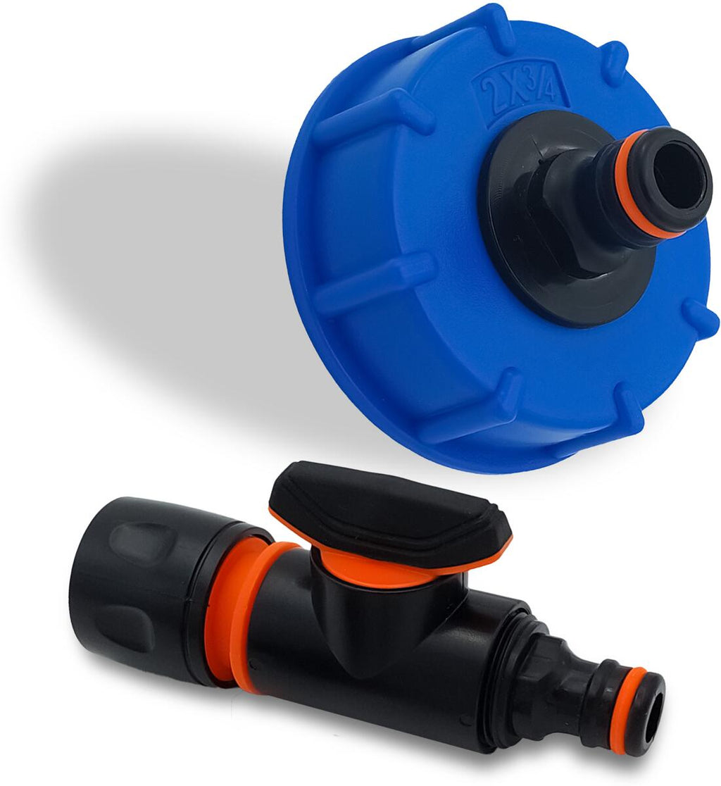 Forfra av Vanntankadapter WATERTWIN for tanklokk IG60 grovgjenge blå