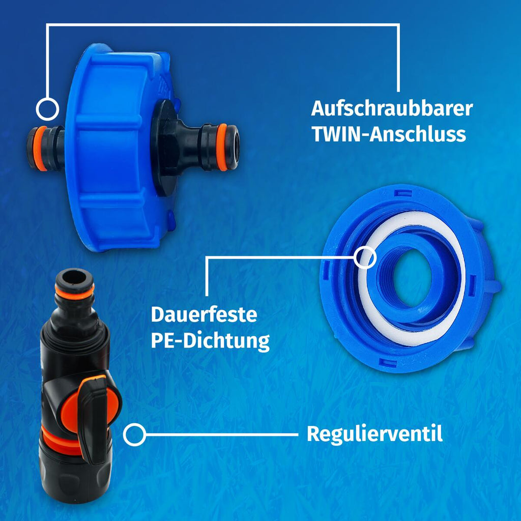 Pakning og tetning på Vanntankadapter WATERTWIN for tanklokk IG60 grovgjenge blå