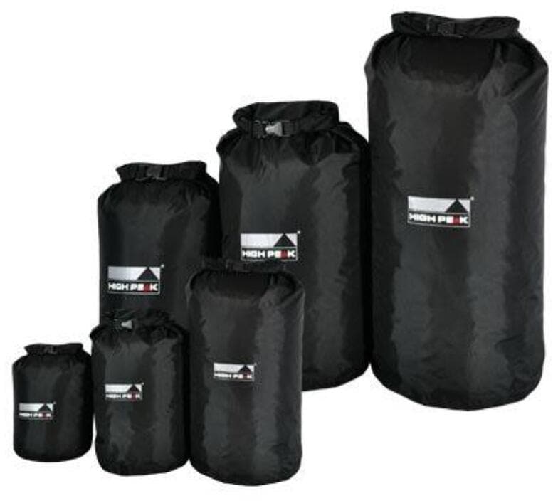 Vanntett pakkpose med rullelukking i 190T nylon, svart - High Peak forfra