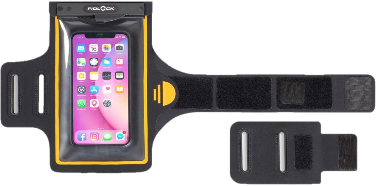 Vanntett smartphonetui med armbånd 110x233 mm - Fidlock forfra