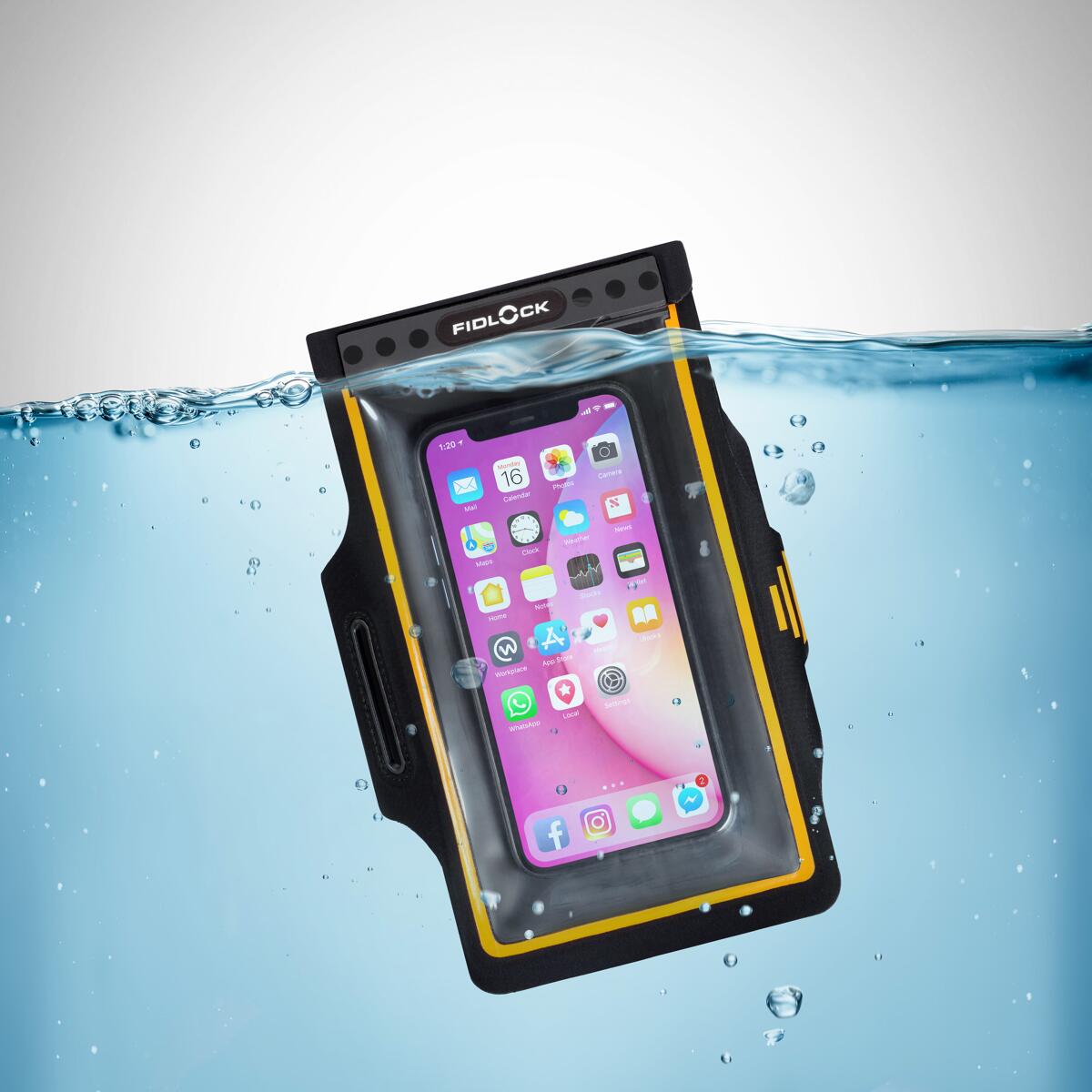 Bakside av Vanntett smartphonetui med armbånd 110x233 mm - Fidlock
