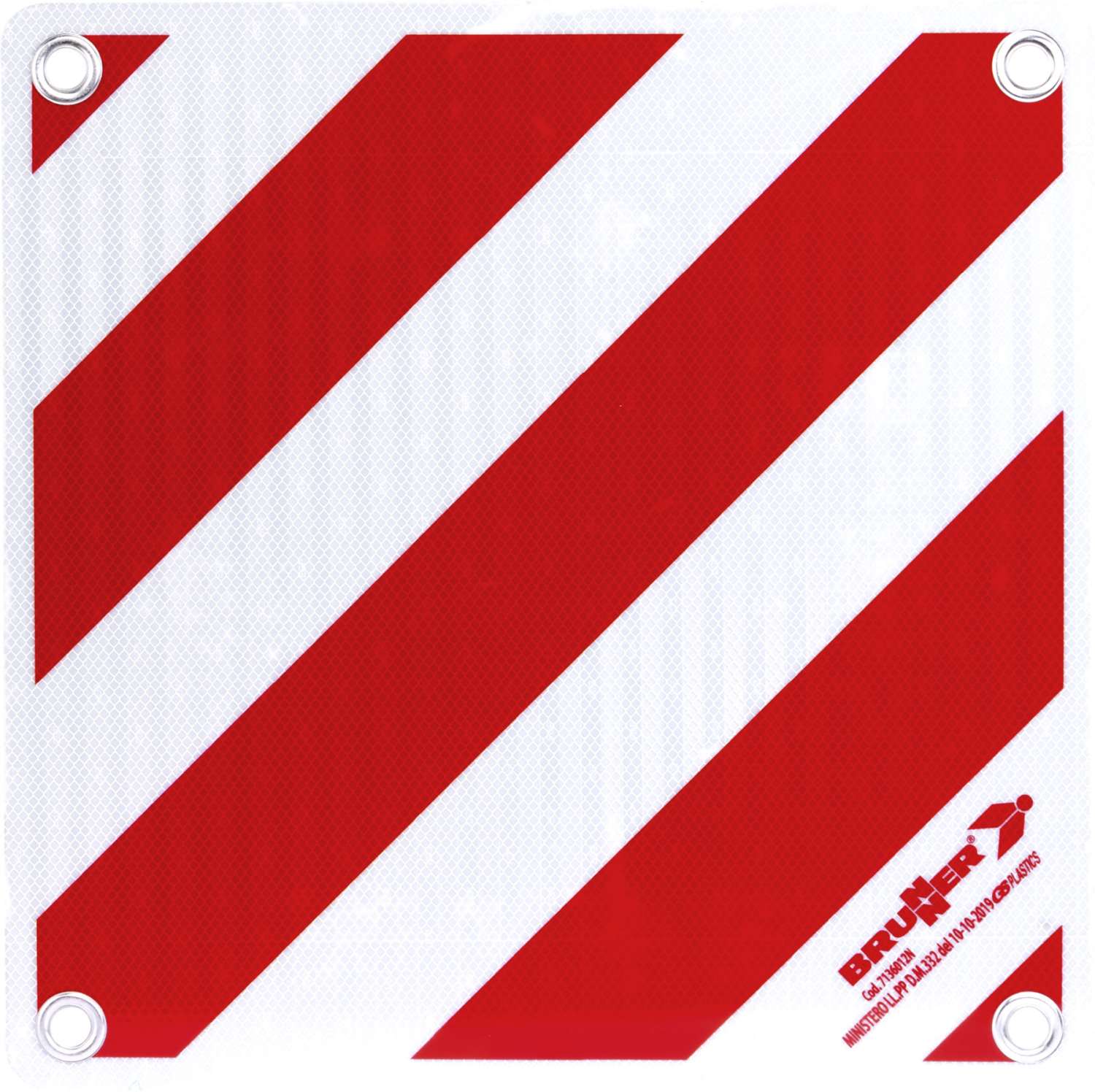 Varselskilt for utstikkende last, aluminium 50 x 50 cm - Brunner forfra