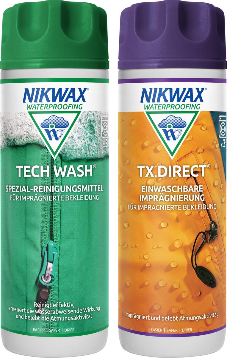 Vaskemiddel og impregnering Tech Wash + TX-Direct 2x300 ml - Nikwax forfra