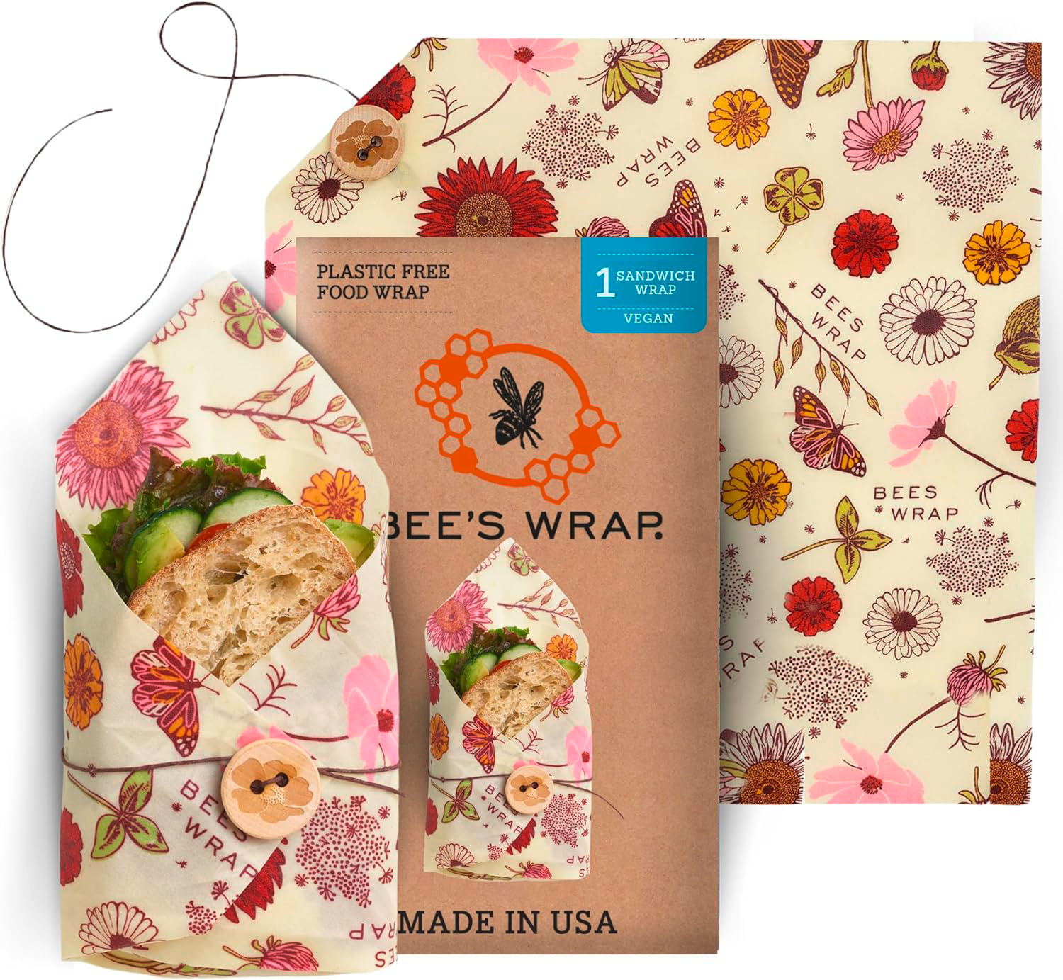Vegansk plantevoksduk Meadow Magic XXL brødinnpakning - BeesWrap for innpakning av brød