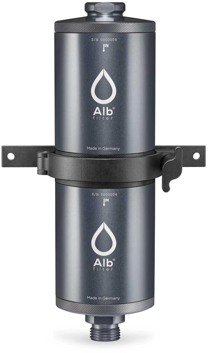 Detalj av Veggfeste for Alb Filter Element filtergehus svart montert