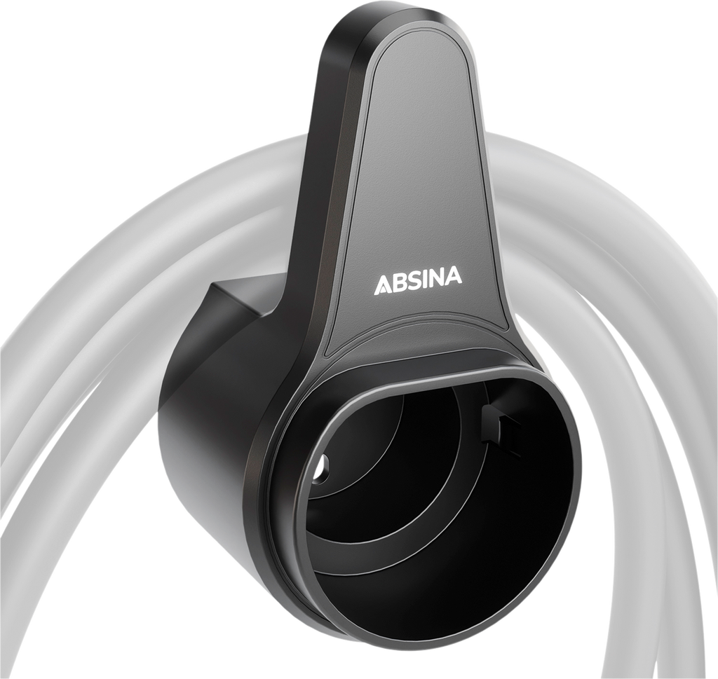 Veggfeste for Type 2-ladekabel elbil opptil 10 meter - Absina forfra