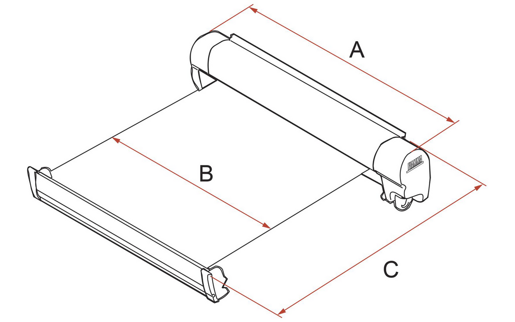 Veggmarkise F45s 300 cm for VW T5/T6 forsterkede armer