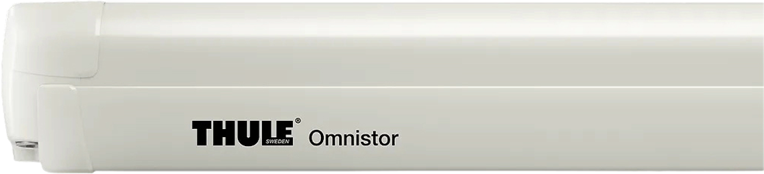 Veggmarkise Omnistor 8000 Cream Beige med 275 cm utstikk montert på vegg