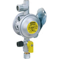 Veggmontert gassregulator 30 mbar 1,5 kg/t med testventil sett forfra