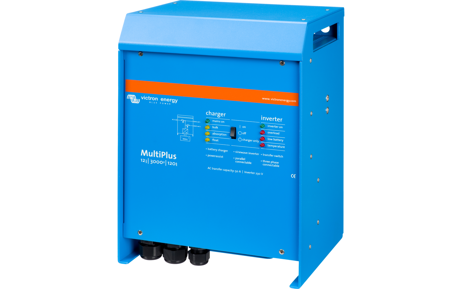 Detalj av Vekselretter og lader MultiPlus 12/3000/120-50 2400W