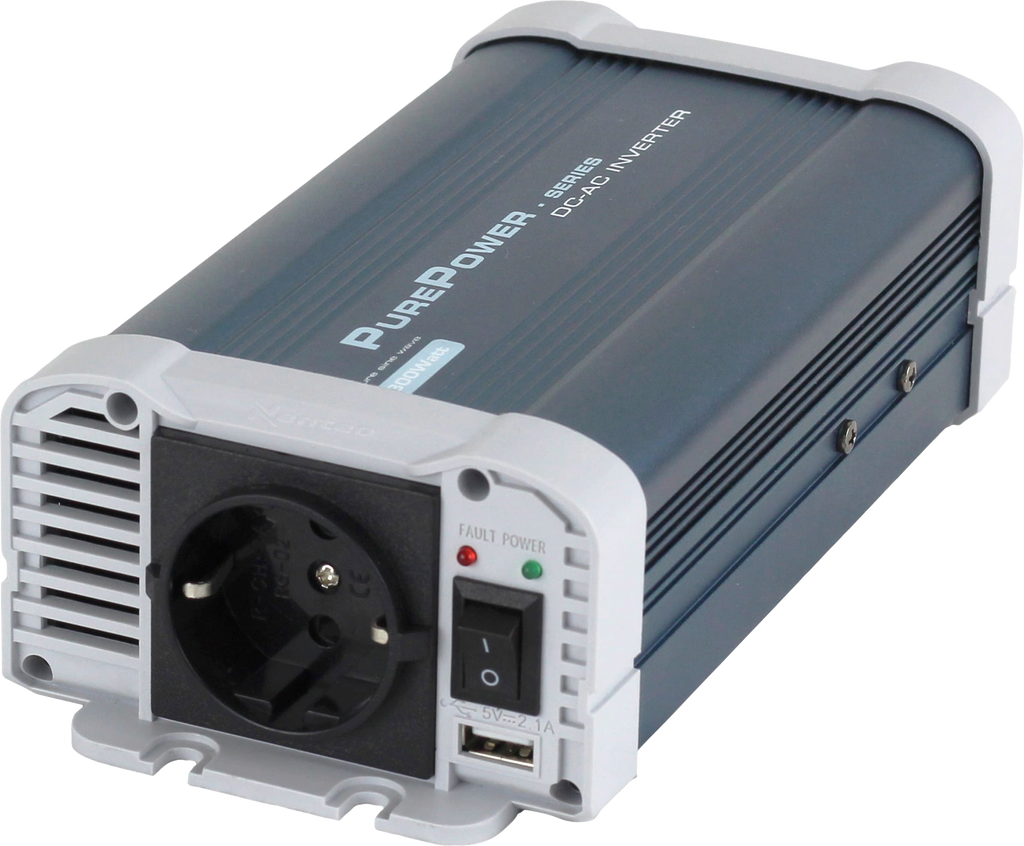 Vekselretter PurePower 12V DC til 230V AC 300W ren sinus forfra