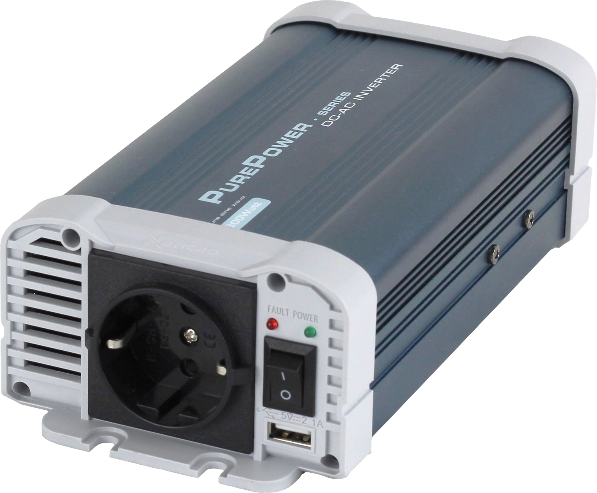 Vekselretter PurePower 12V DC til 230V AC 300W ren sinus forfra