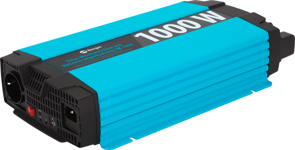 Vekselretter SW ren sinus 1000W 12V til 230V forfra
