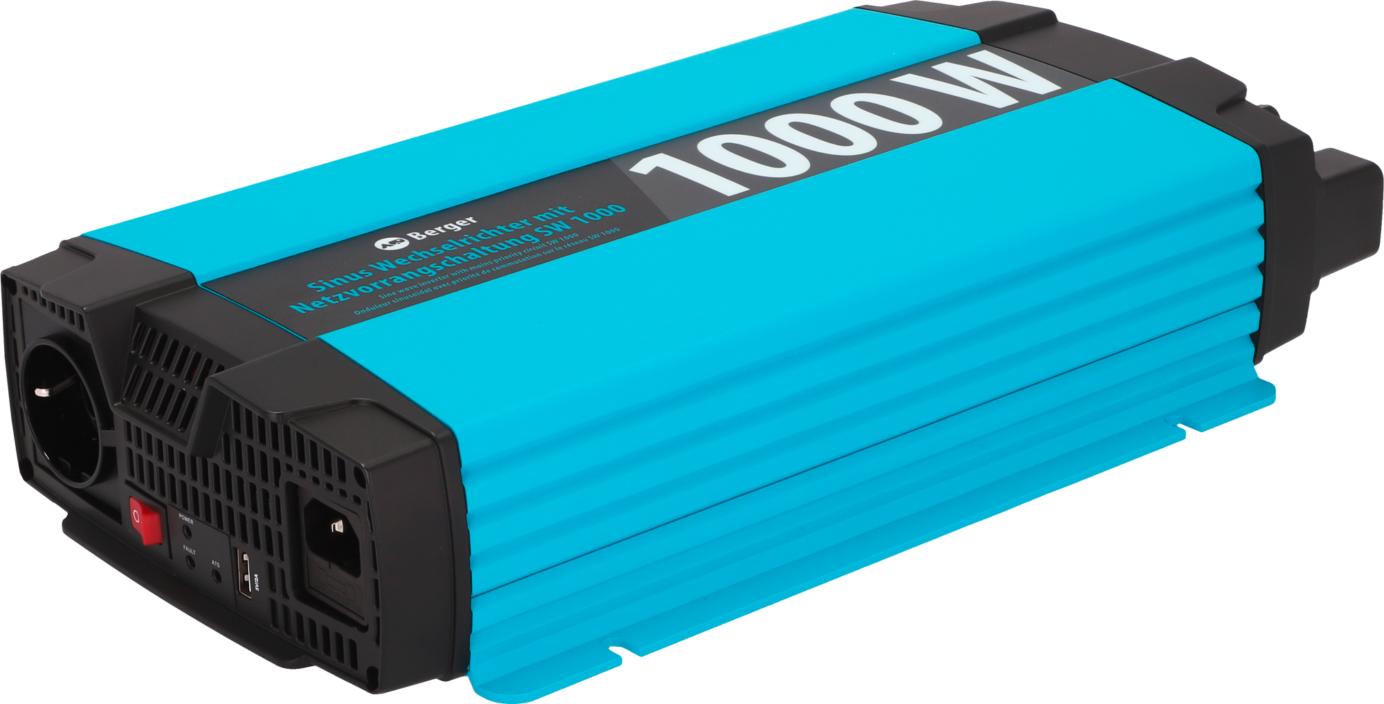 Vekselretter SW ren sinus 1000W 12V til 230V forfra