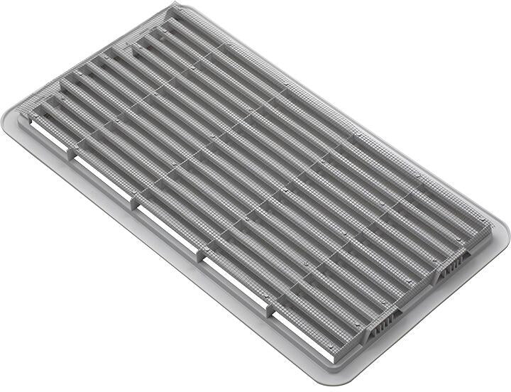 Bakside av Ventilasjonsrist LS 300 hvit plast 51,8x27,7 cm