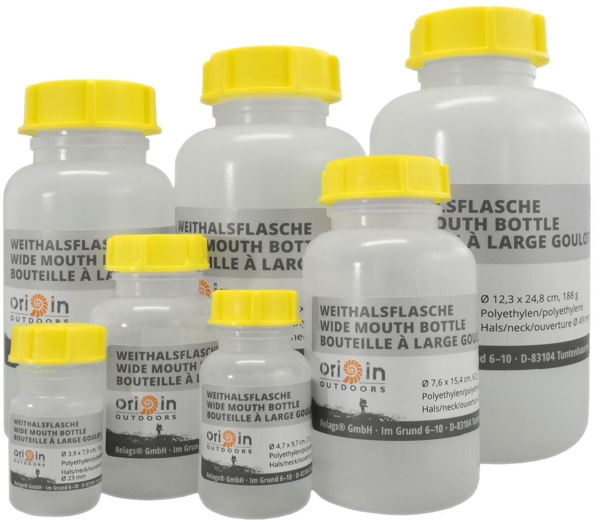 Vidhalsflaske rund i polyetylen 50-2000 ml Origin Outdoors nærbilde av åpning