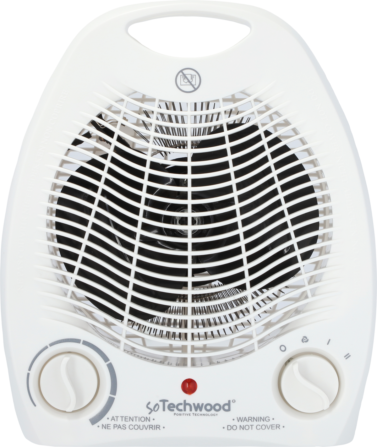 Vifteovn 2000 W med termostat og 4-trinns bryter forfra