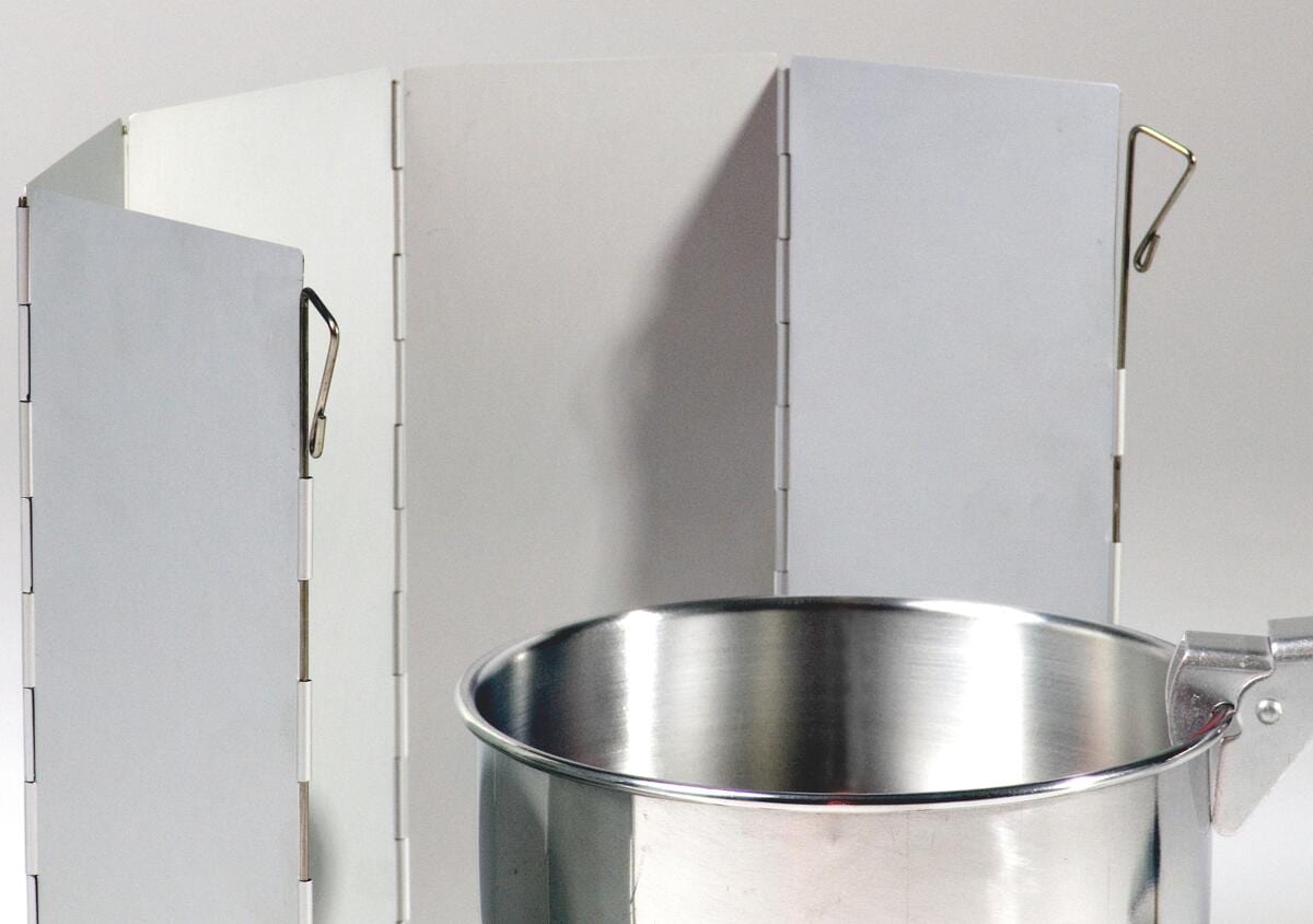Vindskjerm i aluminium 49 x 26 cm, sammenleggbar bakside
