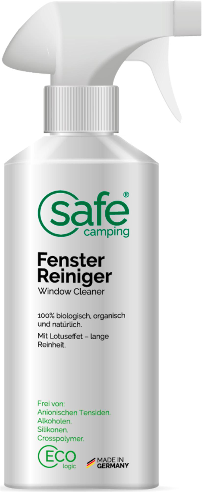 Vindusrens for akrylglass og PVC, alkoholfri 500 ml - Safe Camping forfra
