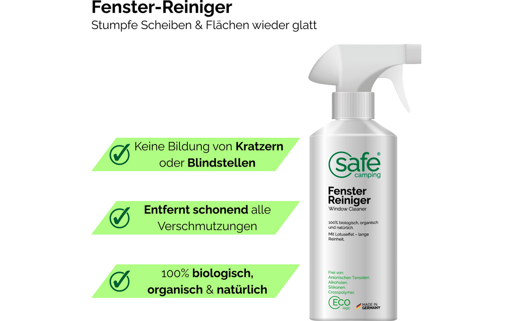 Detalj av Vindusrens for akrylglass og PVC, alkoholfri 500 ml - Safe Camping flaske