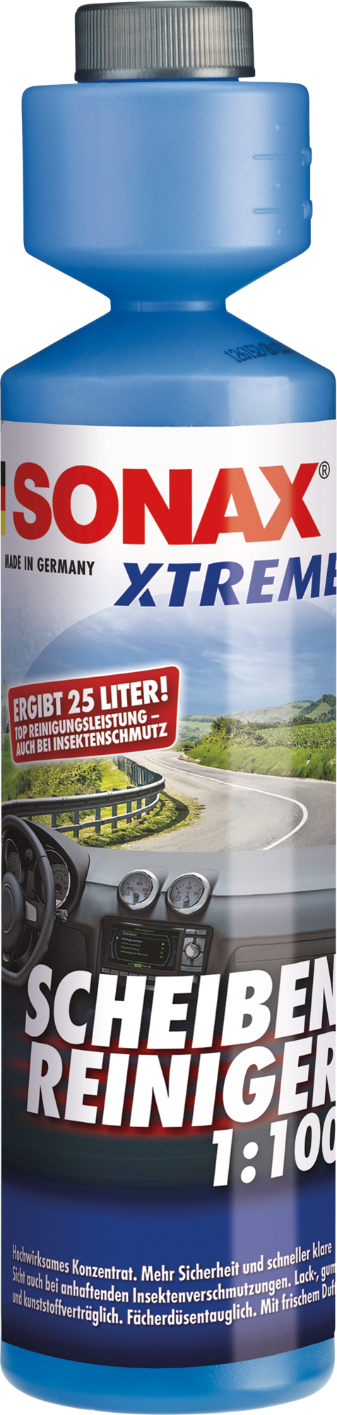 Vindusrens XTREME 1:100 sommerkonsentrat 25 liter - Sonax flaske for klar sikt