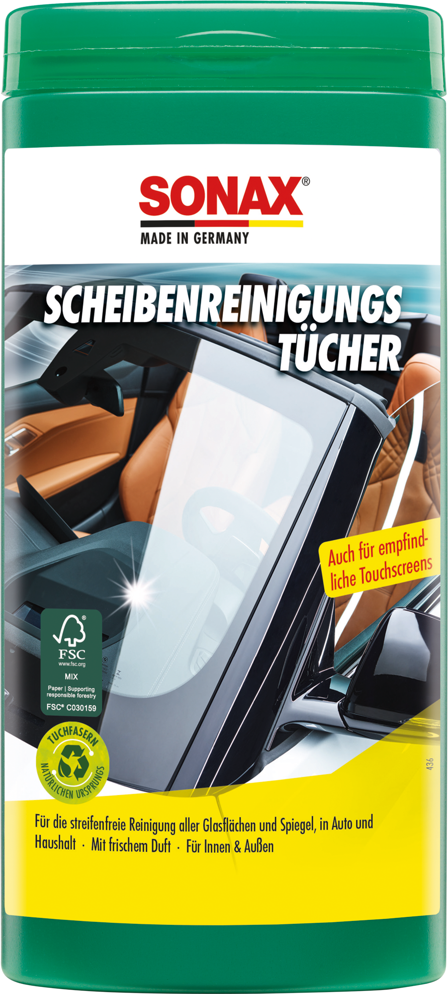 Vindusrensekluter i boks 25 stk for glass og speil - Sonax front