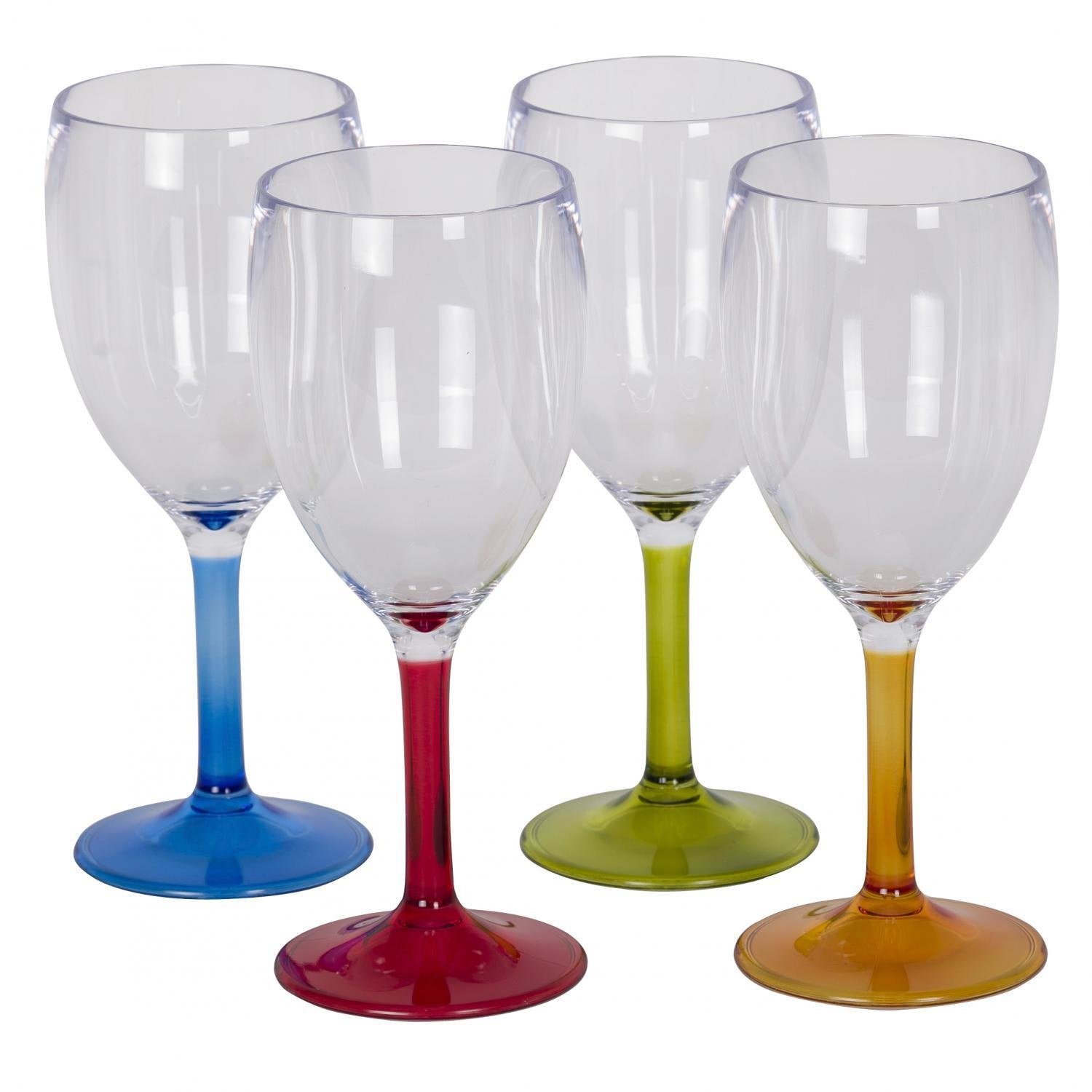 Vinglass i akryl 290 ml 4-pk med fargede stetter Flamefield sett forfra