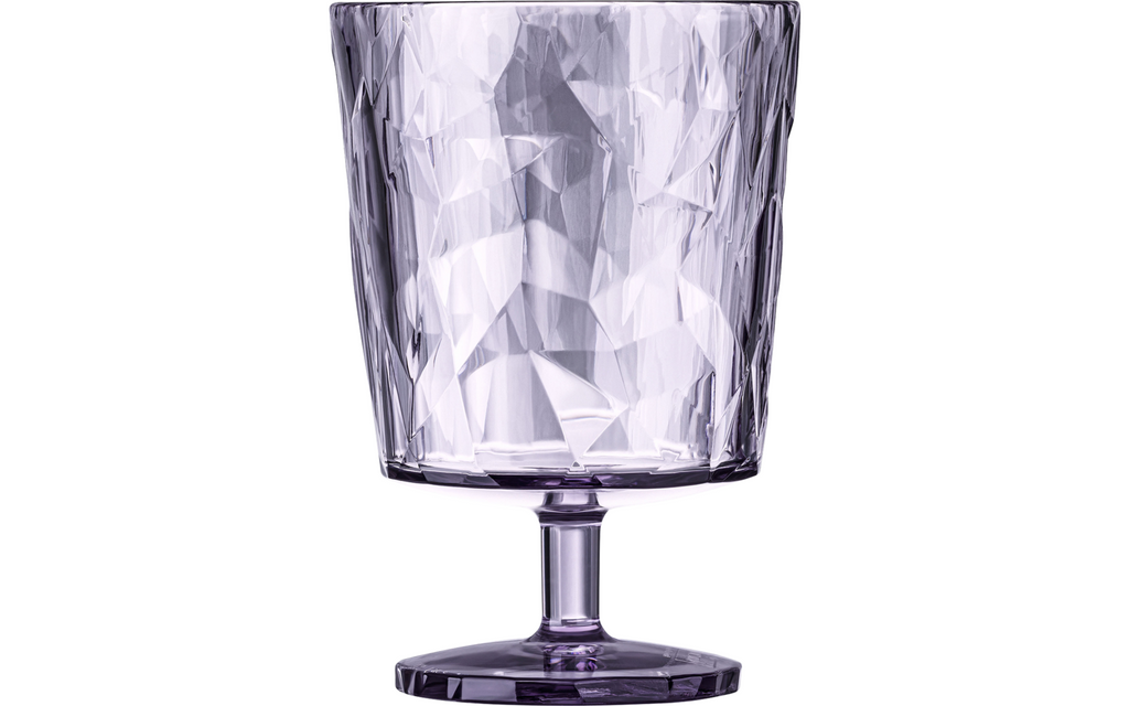Bakside av Vinglass Club Light 250 ml stabelbart bruddikkert plast lavender