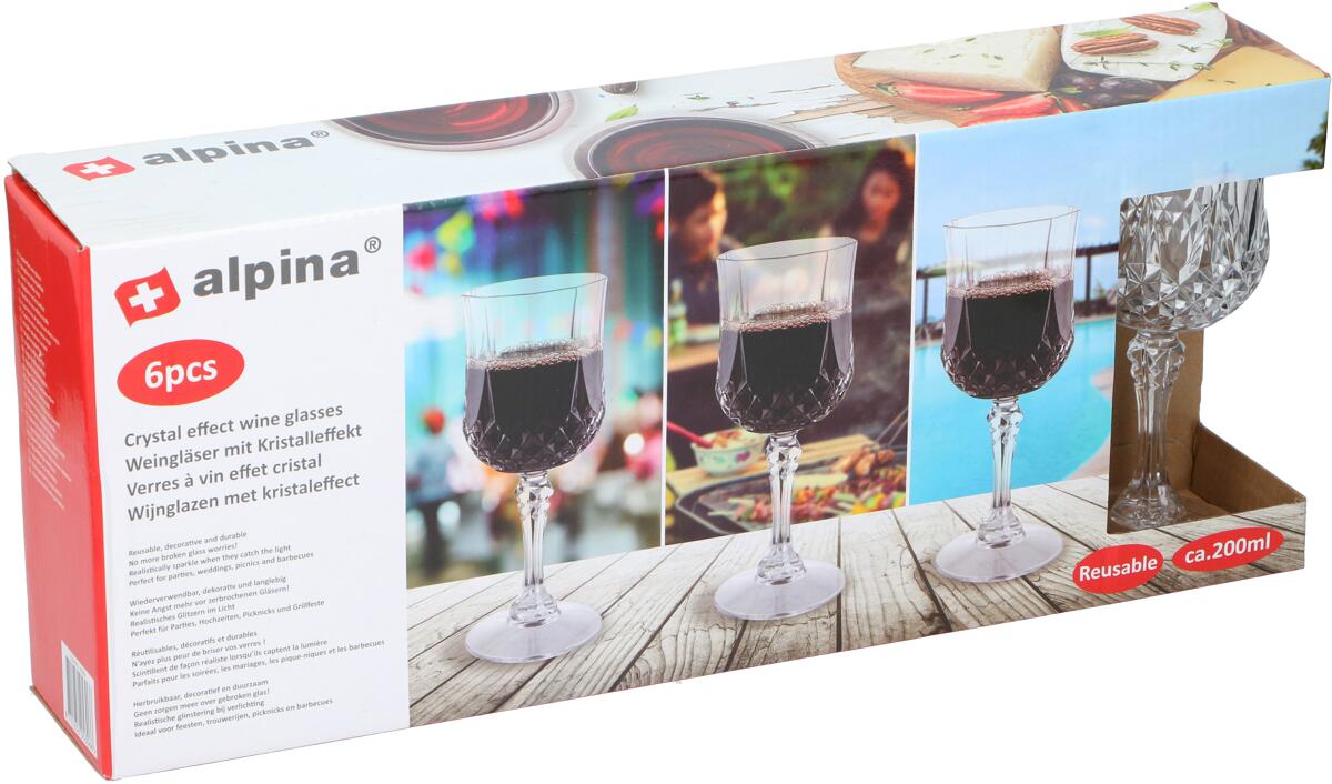 Detalj av krystalleffekt på Vinglass med krystalleffekt 200 ml 6-pack i plast - Alpina