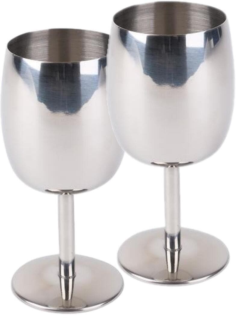 Vinglass i rustfritt stål 230 ml, 14,5 cm, 2-pakning - Camp4 sett forfra