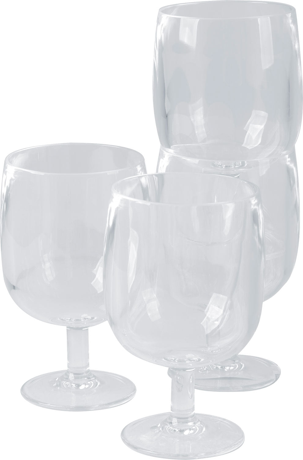 Vinglass sett 4 stk 250 ml stabelbare i plast - Bo-Camp sett for campingbruk