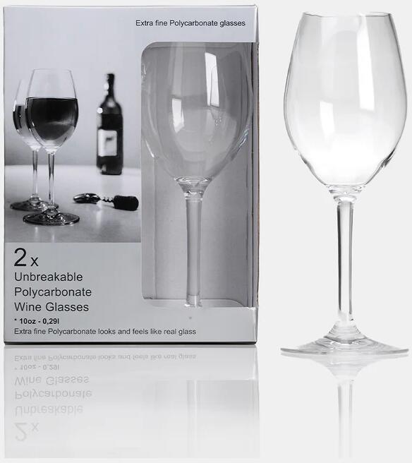 Vinglass-sett Standard 340ml polykarbonat 2 stk - Flamefield sett forfra