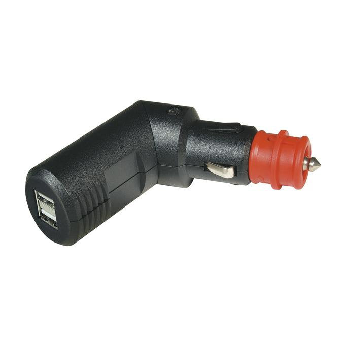 Vinklet dobbel USB-ladeplugg 5000 mA 12-24V - ProCar for bruk i bil og båt