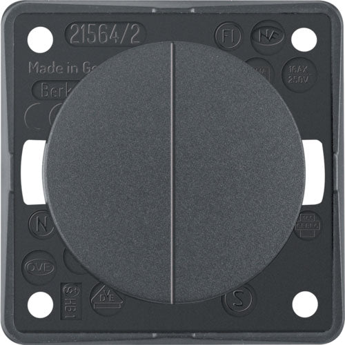 Vippebryter antrasitt 250V 16AX kompakt 55,5x55,5 mm - Berker forfra