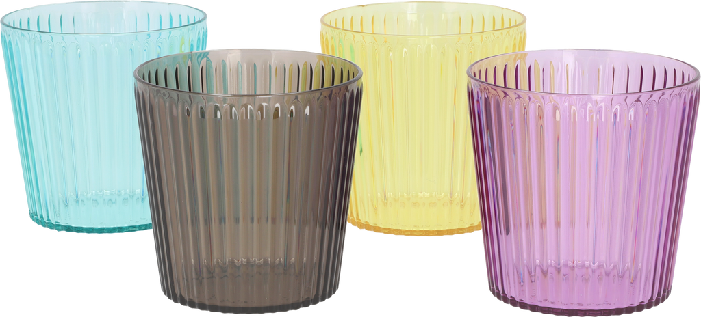 Vistosa drikkeglass 4-er sett 400 ml i RPET forfra