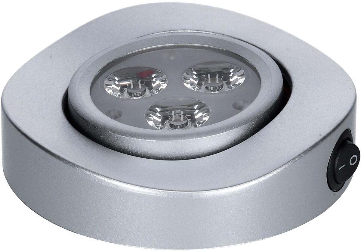 Wave LED takspot 3SMD svingbar 10-30V 3x1W Ø105mm sølv Carbest forfra