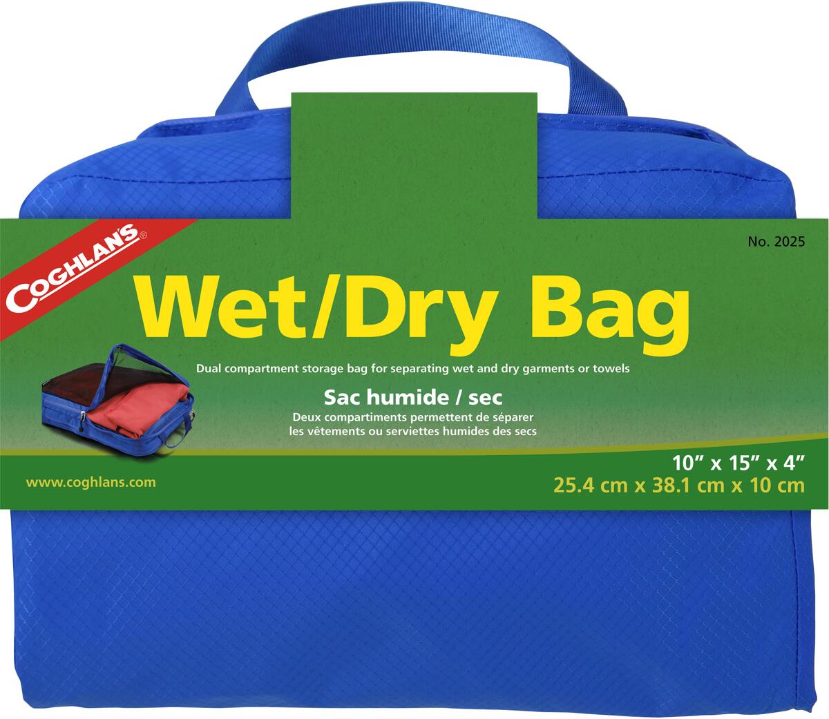 Wet & Dry pakkepose med to rom, ripstop nylon 25x38 cm detalj av nettingfront
