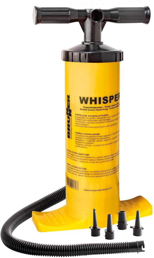 Whisper dobbeltvirkende luftpumpe med adaptersett forfra
